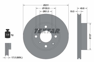 TEXTAR 92046700 Тормозные диски для HONDA PRELUDE II (AB)