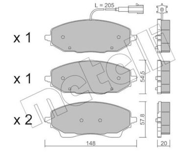 комплект спирачно феродо, дискови спирачки METELLI