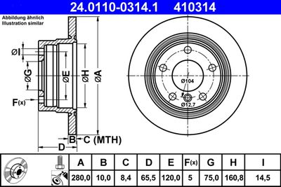 Тормозной диск ATE 24.0110-0314.1 для BMW 1