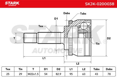 каре комплект, полуоска STARK SKJK-0200038