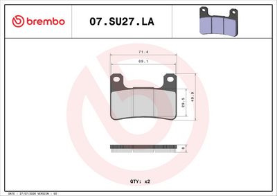 Set placute frana BREMBO 07SU27LA