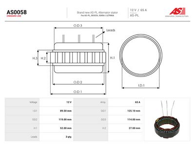 Stator, dynamo AS-PL AS0058