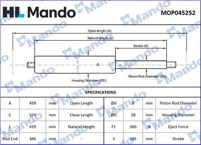 AMORTIZOR PORTBAGAJ MANDO MOP045252