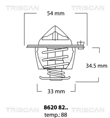 Термостат, охлаждающая жидкость TRISCAN 8620 8288 для KIA K2700