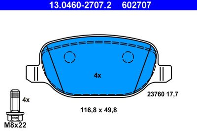 Комплект тормозных колодок, дисковый тормоз ATE 13.0460-2707.2 для LANCIA THESIS