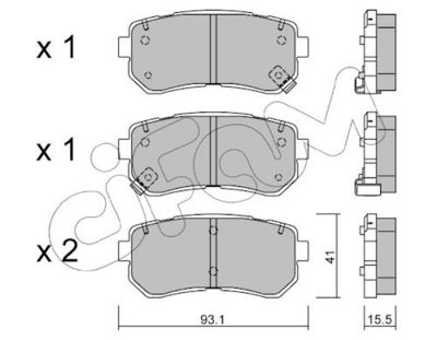 комплект спирачно феродо, дискови спирачки CIFAM 822-725-0