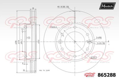 MAXTECH 865288 Тормозные диски для KIA CARNIVAL / GRAND CARNIVAL III (VQ) 2.9 CRDi LX MAXTECH 865288 Тормозные диски для KIA CARNIVAL / GRAND CARNIVAL III (VQ) 2.9 CRDi LX