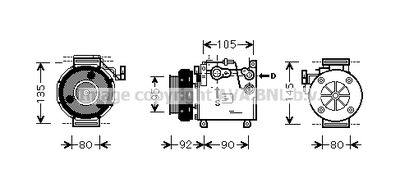 Компрессор, кондиционер PRASCO MTK166 для MITSUBISHI GALANT