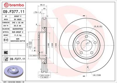 Brzdový kotúč BREMBO 09.F377.11