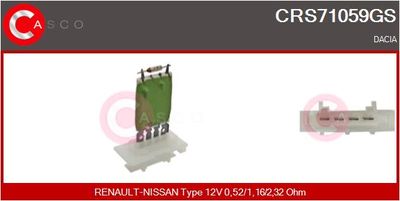 Odpor, vnitřní tlakový ventilátor CASCO CRS71059GS