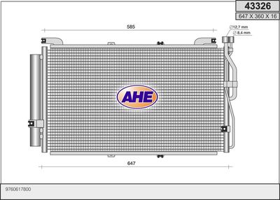 Конденсатор, кондиционер AHE 43326 для HYUNDAI MATRIX