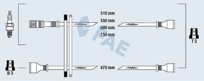 Комплект проводов зажигания FAE 83060 для SEAT 132