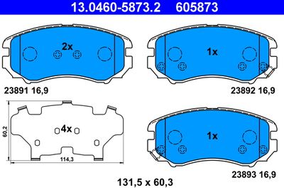 Комплект тормозных колодок, дисковый тормоз ATE 13.0460-5873.2 для HYUNDAI TIBURON
