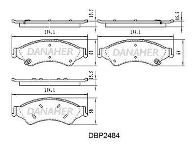 Комплект тормозных колодок, дисковый тормоз DANAHER DBP2484 для FORD RANGER