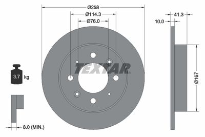 Тормозной диск TEXTAR 92134303 для KIA CERATO