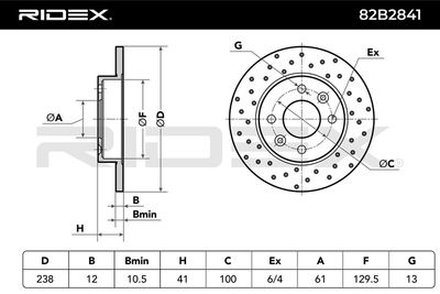 спирачен диск RIDEX 82B2841