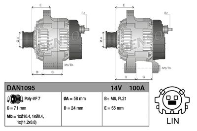 GENERATOR / ALTERNATOR DENSO DAN1095 2