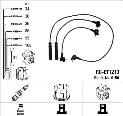Комплект проводов зажигания NGK 9150 для TOYOTA 4 RUNNER