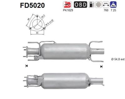 Filtr sadzy / filtr cząstek stałych, układ wydechowy AS 51780158