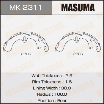 Комплект тормозных колодок MASUMA MK-2311 для TOYOTA SPRINTER