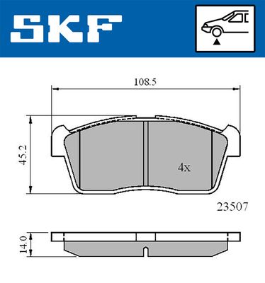 Комплект тормозных колодок, дисковый тормоз SKF VKBP 80542 для SUZUKI CELERIO