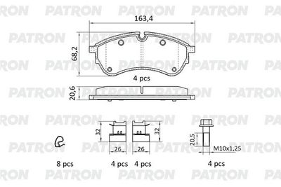 Комплект тормозных колодок, дисковый тормоз PATRON PBP242 для VW CRAFTER