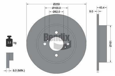 Тормозной диск BENDIX Braking BDS2124 для SUZUKI SWIFT