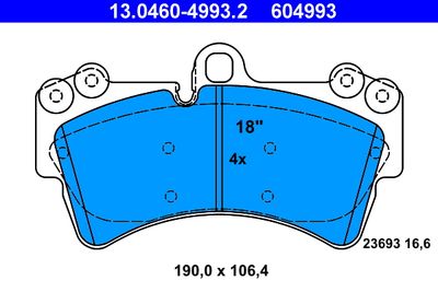 Комплект тормозных колодок, дисковый тормоз ATE 13.0460-4993.2 для AUDI Q7