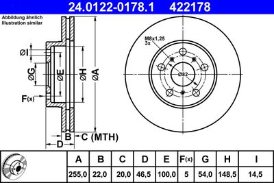 Тормозной диск ATE 24.0122-0178.1 для TOYOTA CELICA