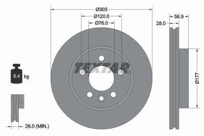 Тормозной диск TEXTAR 92228903 для VW AMAROK