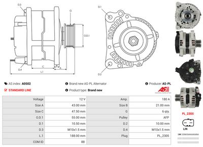 GENERATOR / ALTERNATOR AS-PL A0502 4