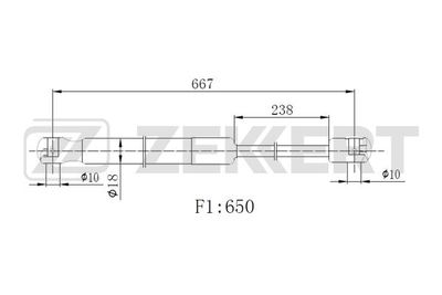 Газовая пружина, крышка багажник ZEKKERT GF-2516 для HYUNDAI i40