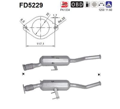 Filtr sadzy / filtr cząstek stałych, układ wydechowy AS FD5229