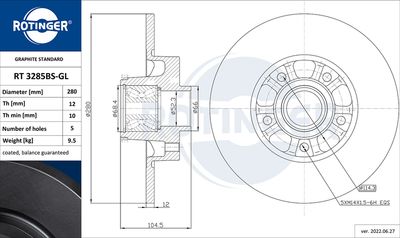 Tarcza hamulcowa ROTINGER RT 3285BS-GL