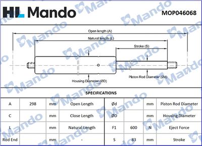 AMORTIZOR PORTBAGAJ MANDO MOP046068