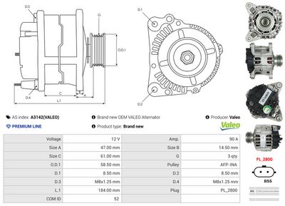 GENERATOR / ALTERNATOR AS-PL A3142VALEO 4