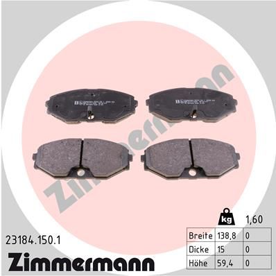 Комплект тормозных колодок, дисковый тормоз ZIMMERMANN 23184.150.1 для INFINITI J30