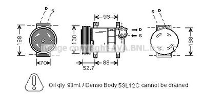 AVA QUALITY COOLING FTAK088 Компрессор кондиционера  для ALFA ROMEO 147 (Альфа-ромео 147)