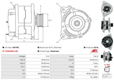 GENERATOR / ALTERNATOR AS-PL A6779S 4