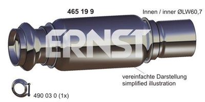 Ремонтная труба, средний глушитель выхлопных газов ERNST 465199 для MINI MINI