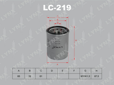 LYNXauto LC-219 Масляный фильтр  для INFINITI  (Инфинити Qx56)
