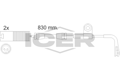 предупредителен контактен сензор, износване на накладките ICER 610458 E C