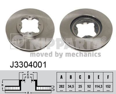 NIPPARTS J3304001 Тормозные диски  для HONDA ACCORD (Хонда Аккорд)