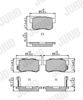 Комплект тормозных колодок, дисковый тормоз JURID 573375J для ACURA RL