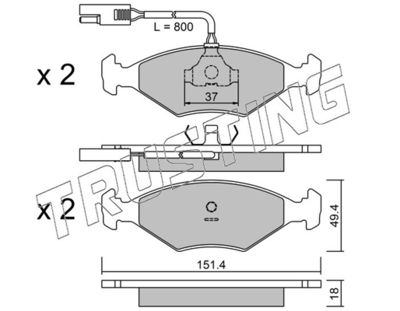 Комплект тормозных колодок, дисковый тормоз TRUSTING 059.0 для FIAT DUNA
