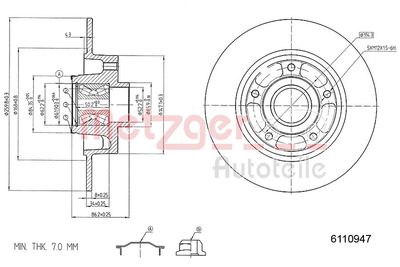 Tarcza hamulcowa METZGER AUTOTEILE 6110947