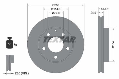 Тормозной диск TEXTAR 92062000 для MAZDA MX-6