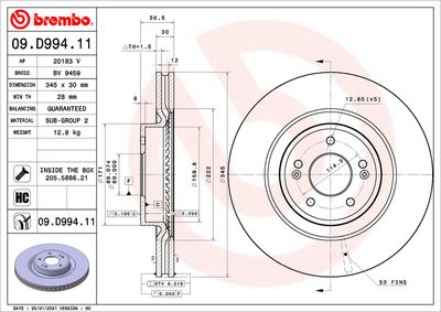 Bromsskiva BREMBO 09.D994.11