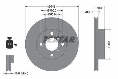 Тормозной диск TEXTAR 92104500 для SUZUKI LIANA