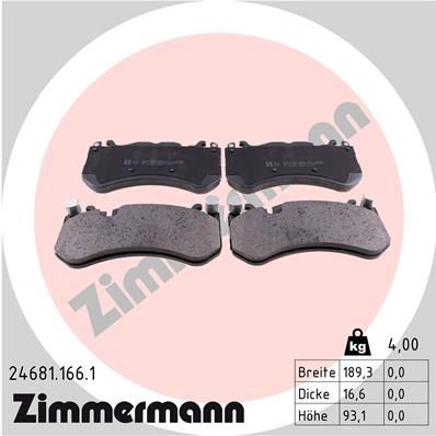Комплект тормозных колодок, дисковый тормоз ZIMMERMANN 24681.166.1 для MERCEDES-BENZ SLS